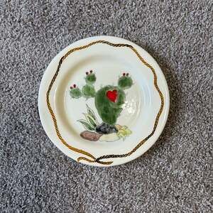 Vintage 1991 DeForest 'Stuck on You' Cactus Heart Pottery Plate